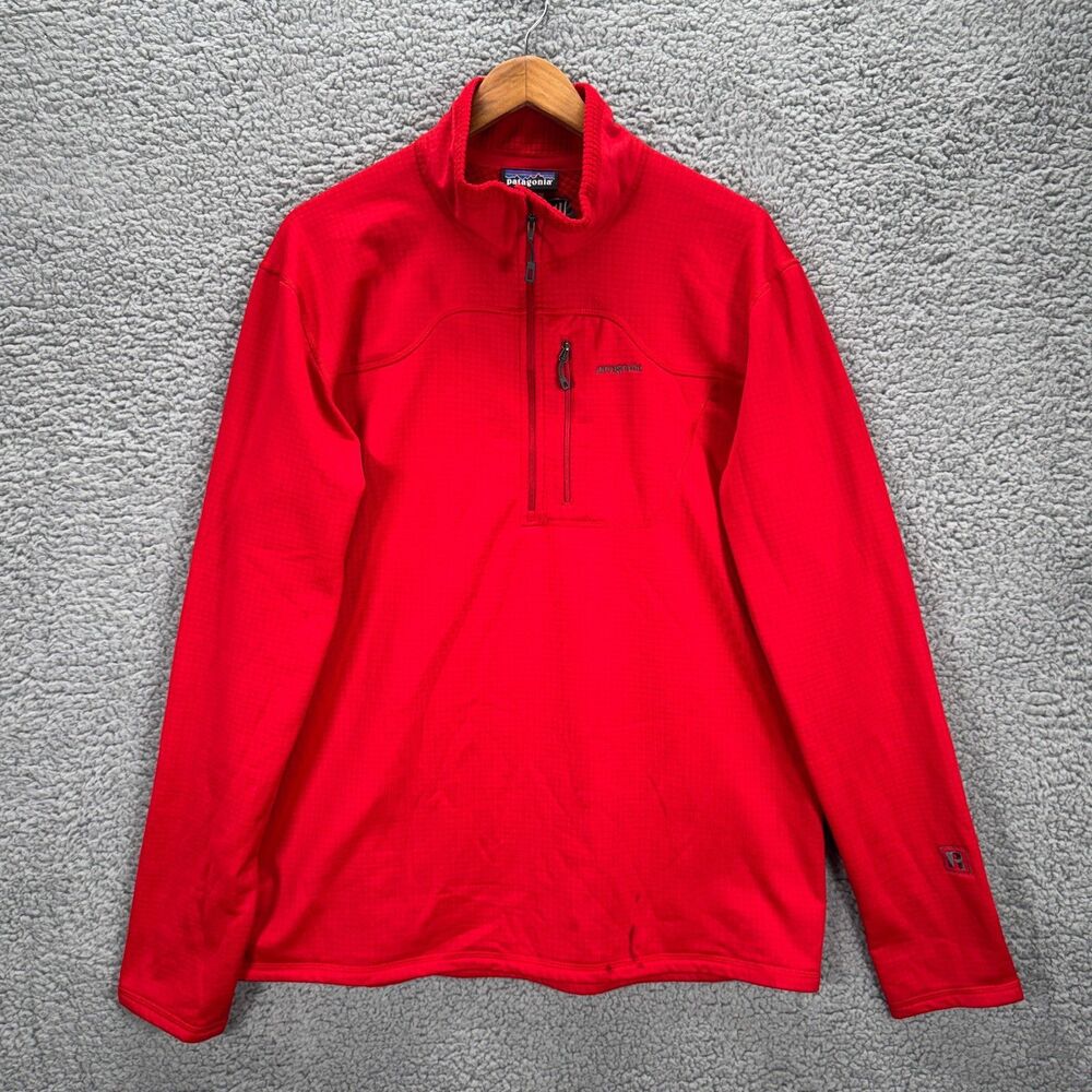 Patagonia R1 Regulator Men 2XL Red Sweater 1/4 Zip Fleece Baselayer Pullover